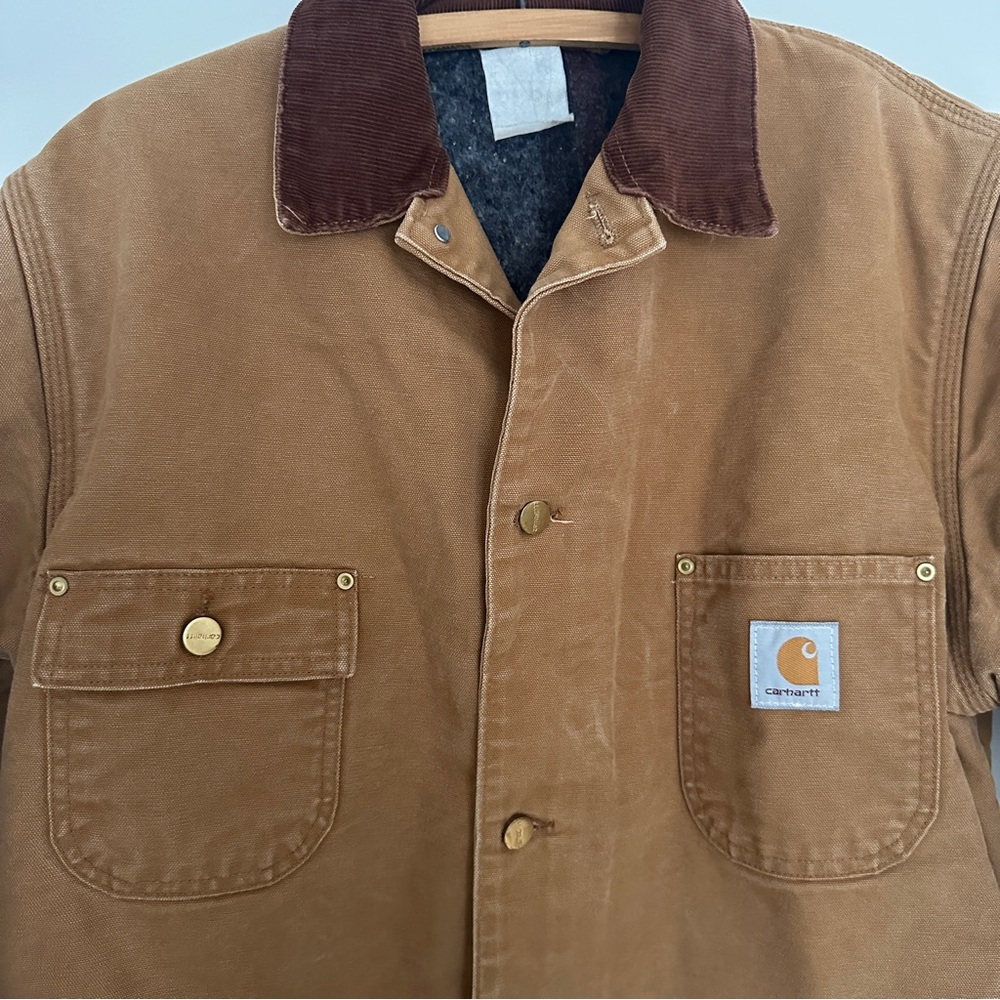 Vtg Carhartt Barn Chore Field Jacket Canvas Blanket Lined Made In USA 90s - Picture 8 of 16